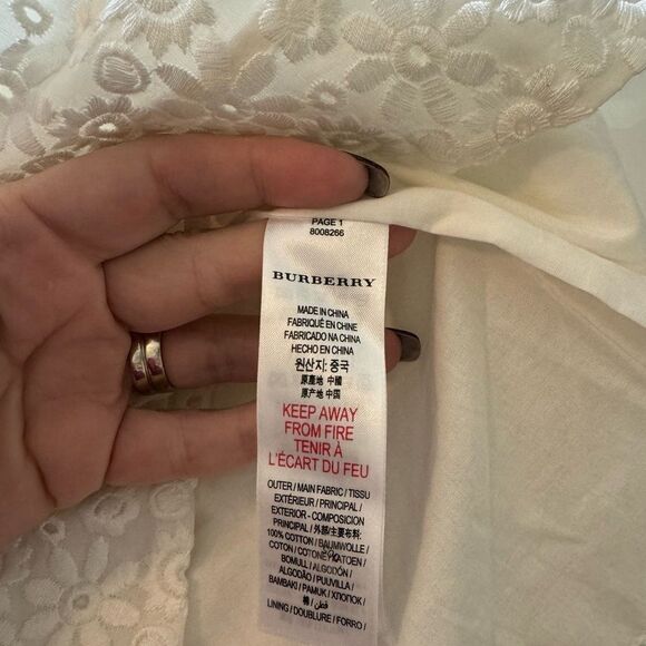 Burberry Children White & Black Eyelet Bow Flare Sleeve Blouse Top Sz 10 Easter - Picture 4 of 5